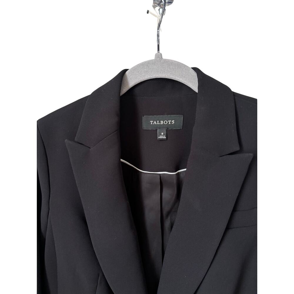 Talbots Black Blazer Women Size 8 Single Button Career Office Jacket Tailored - Picture 5 of 14